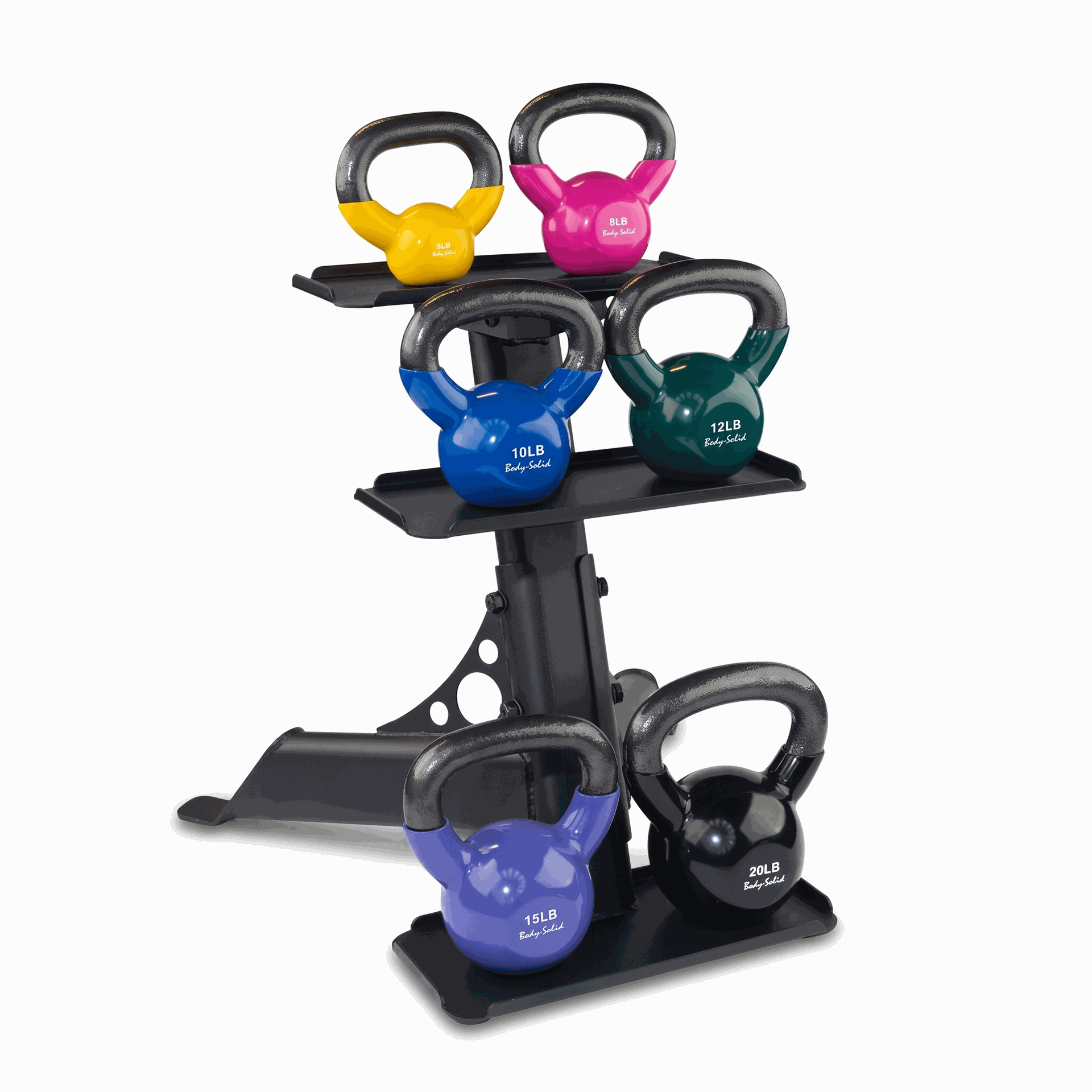 Body-Solid Vinyl Coated Kettle Bells Setwith GDKR50B, (One Each 5,8,10,12,15,20)