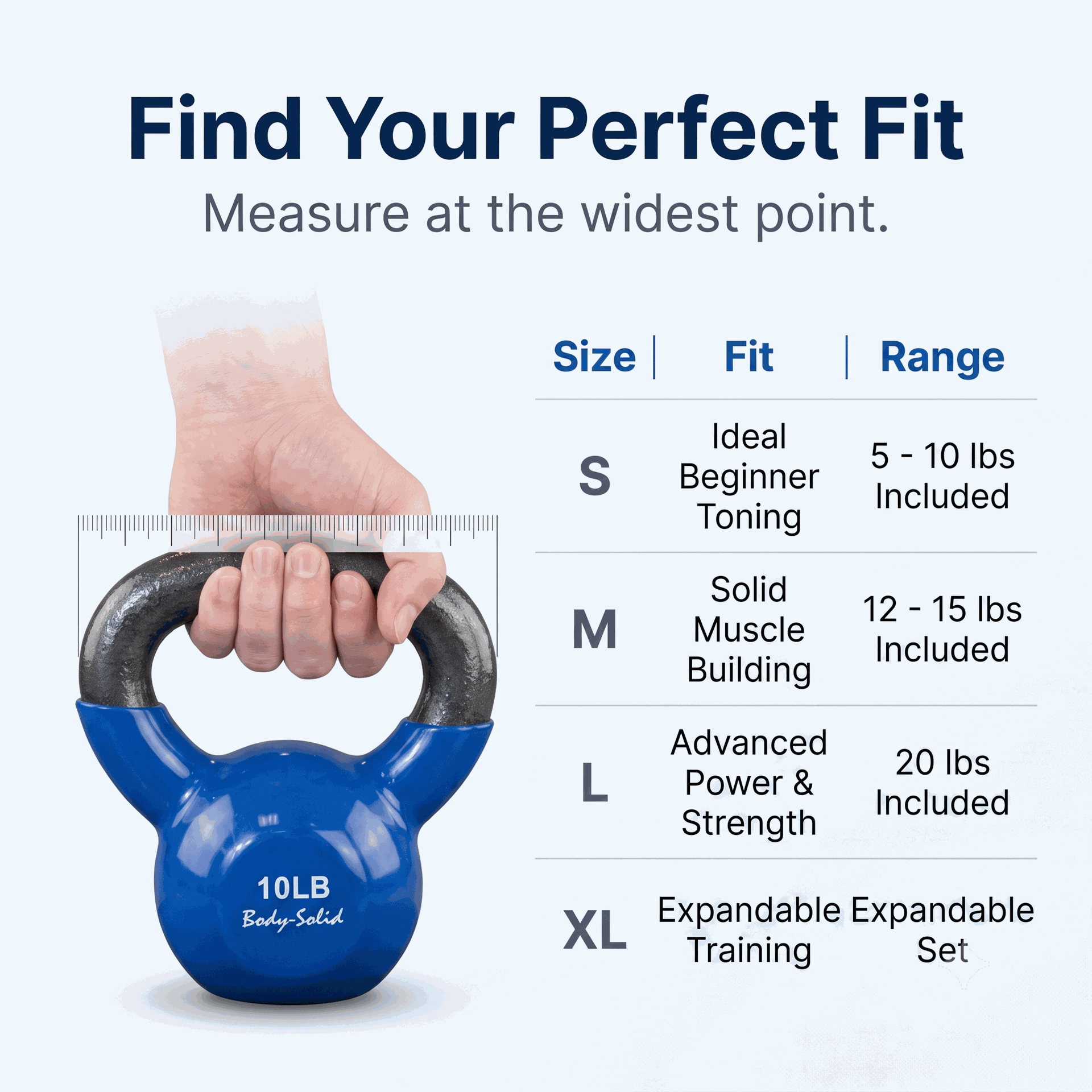 Body-Solid Vinyl Coated Kettle Bells Setwith GDKR50B, (One Each 5,8,10,12,15,20)