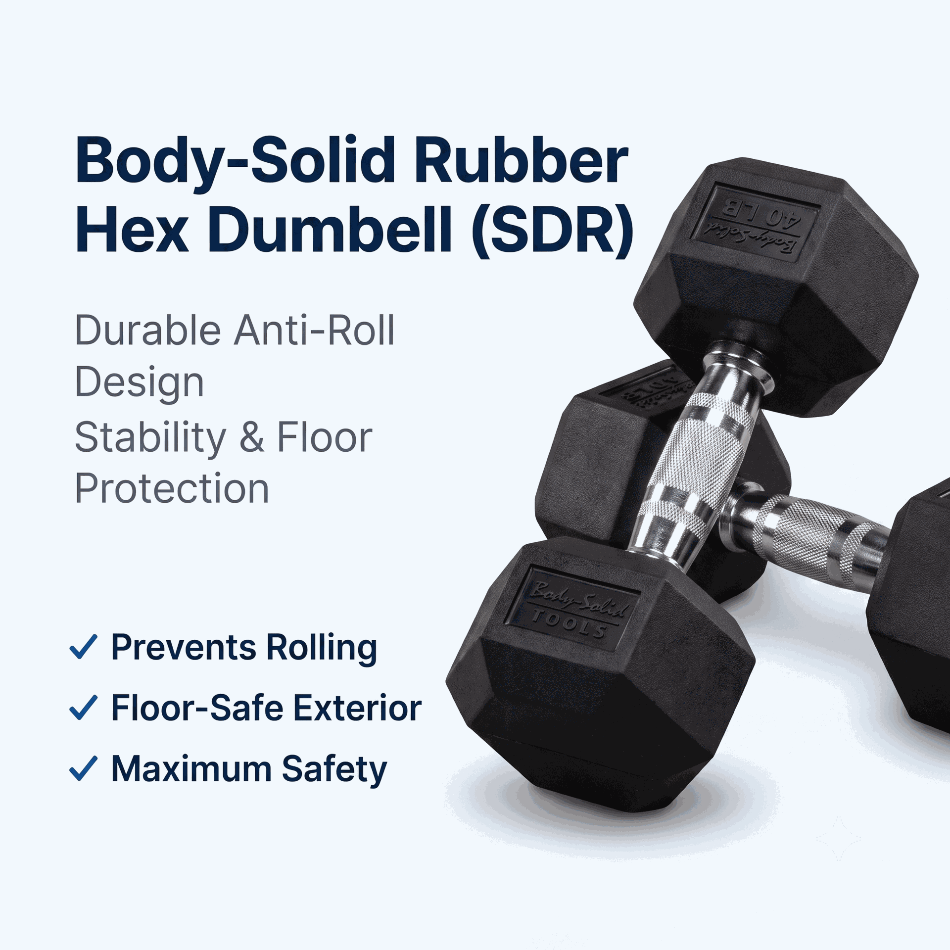 Body-Solid SDR Rubber Hex Dumbbells