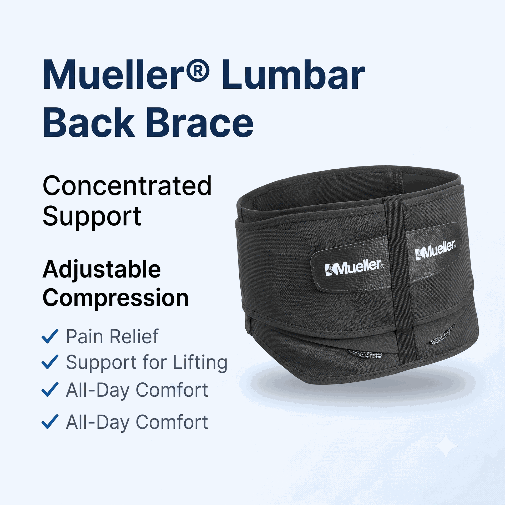 LUMBAR BACK BRACE BLK W/ REMOVABLE PAD OSFM
