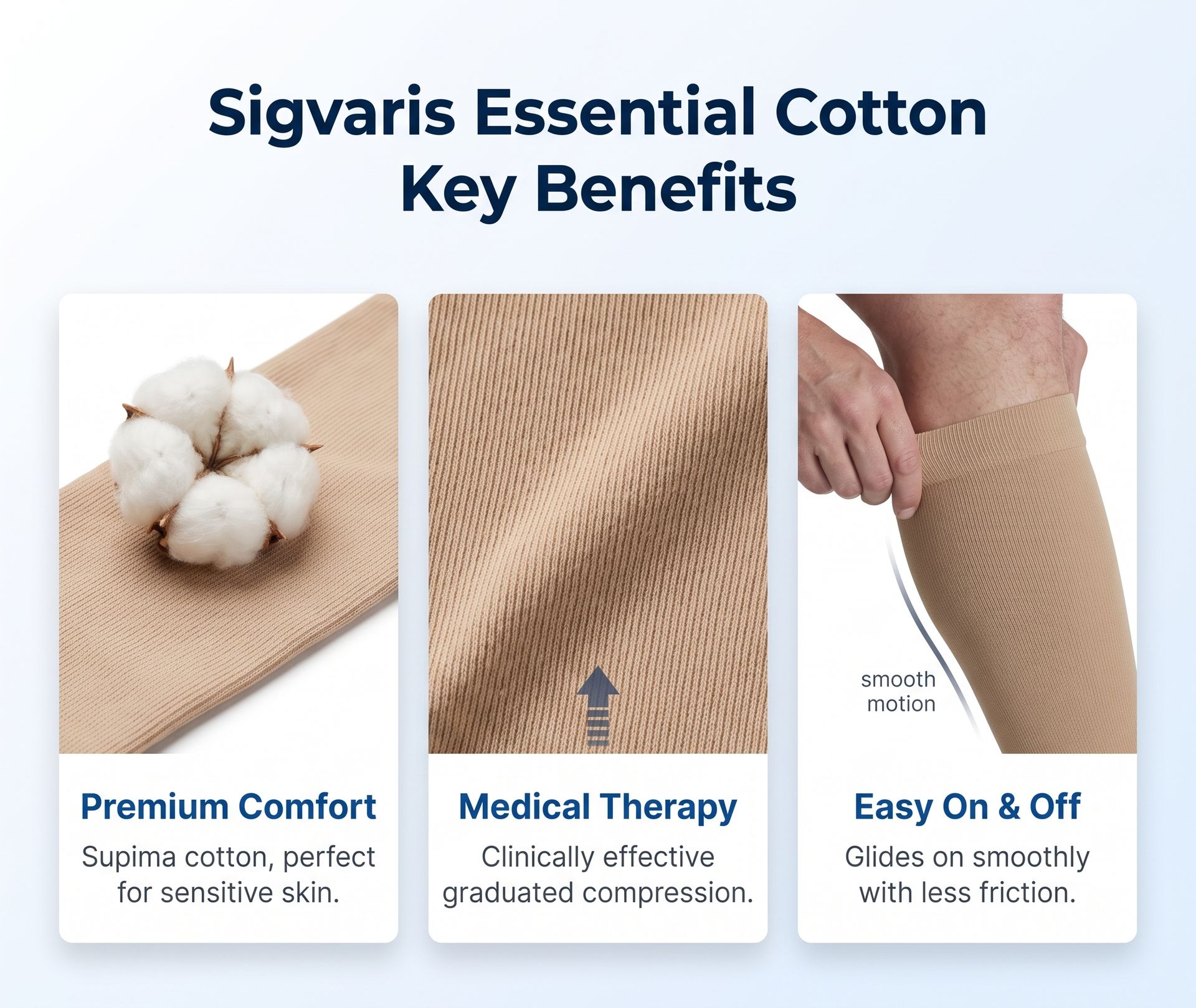 SIGVARIS Men's Essential Cotton 230 Closed Toe Calf-High Compression Socks with Grip-Top, 20-30 mmHg