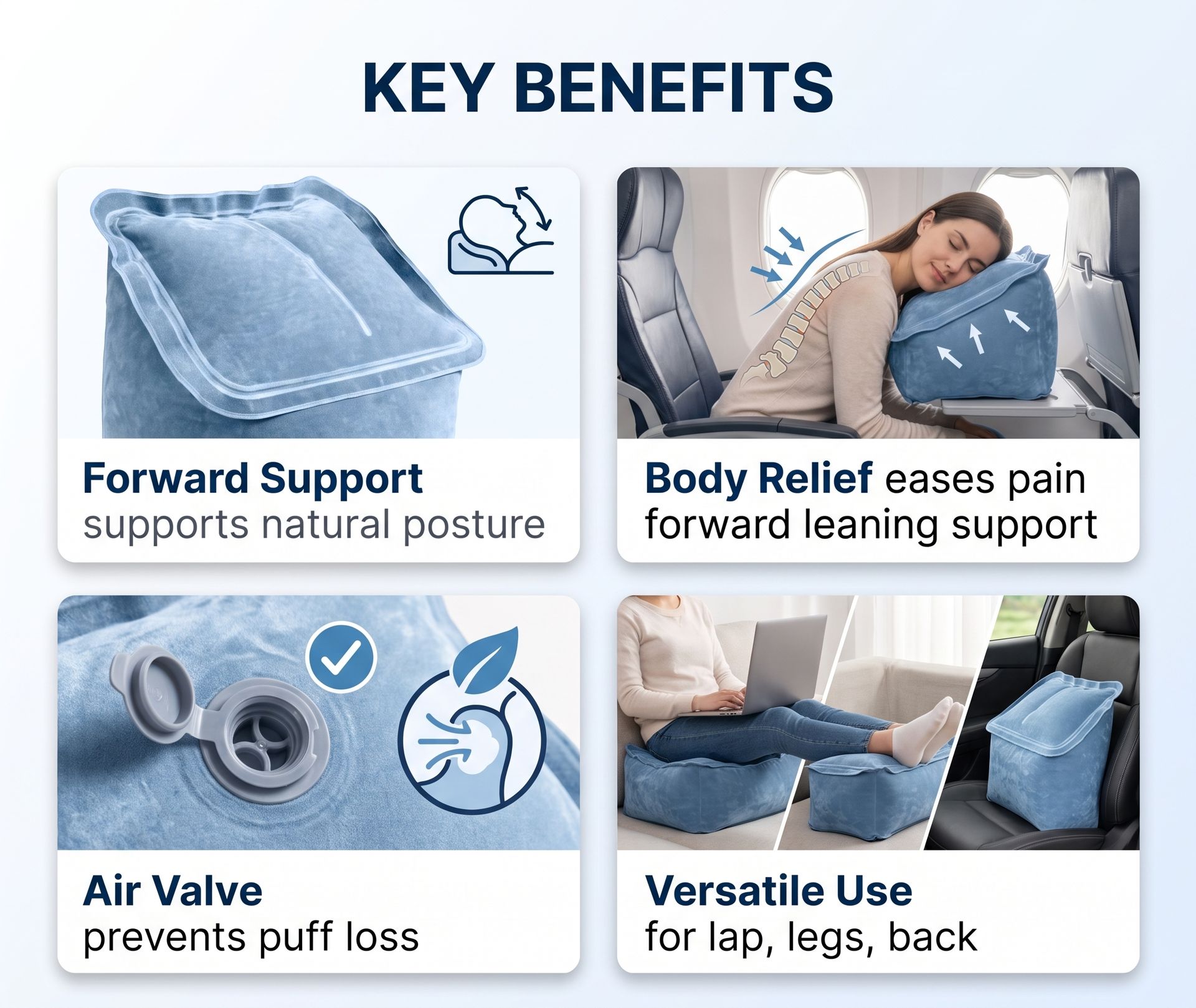 SkyRest Inflatable Travel Pillow | Portable Airplane & Travel Pillow