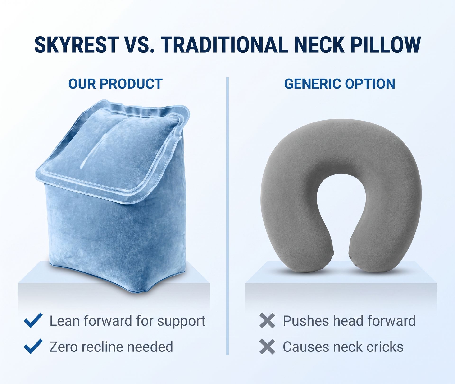 SkyRest Inflatable Travel Pillow | Portable Airplane & Travel Pillow