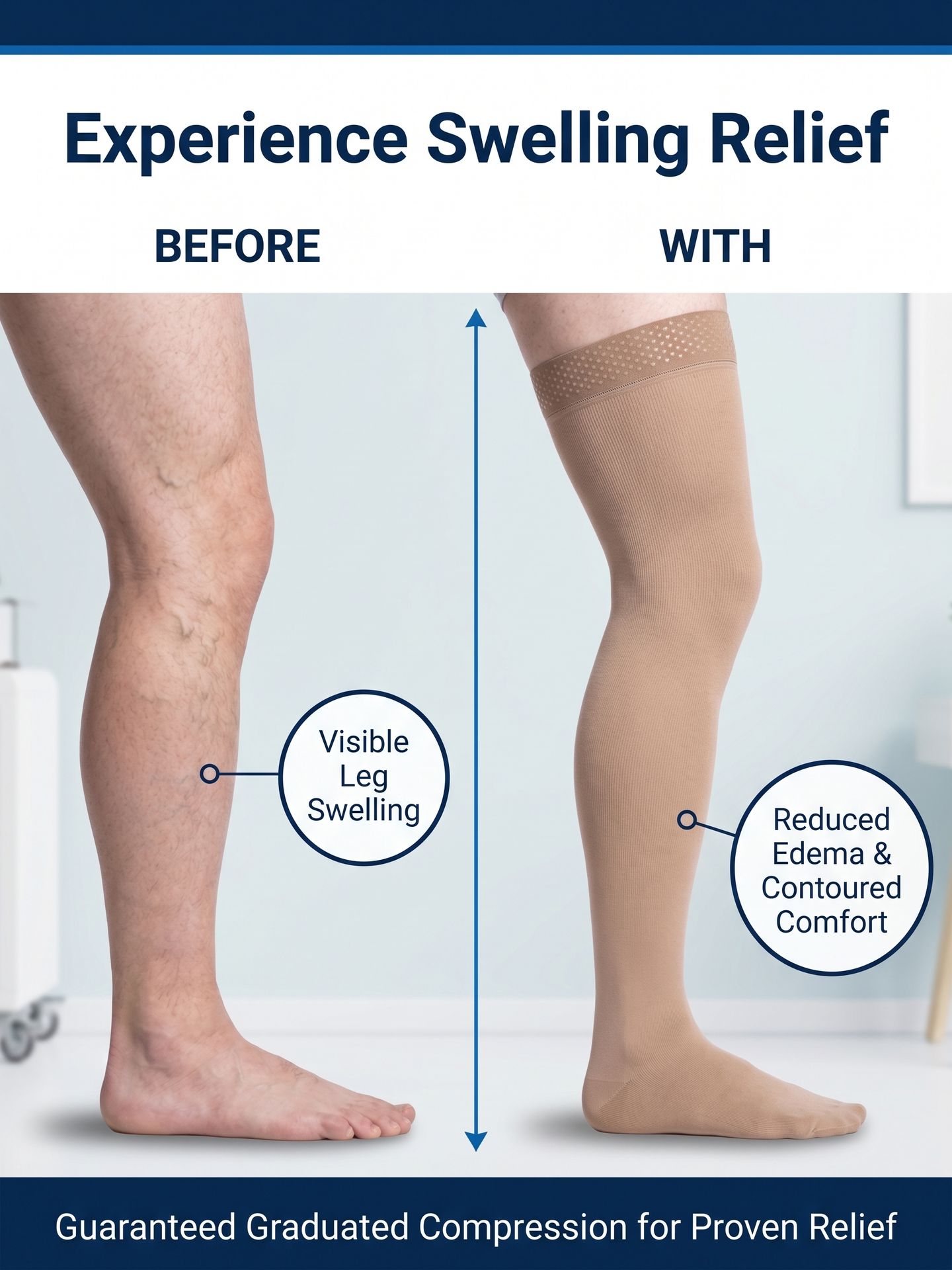 Sigvaris Men's Essential Cotton 232 Closed Toe Thigh High w/ Grip-Top 20-30 mmHg