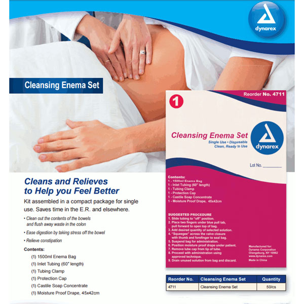 Dynarex Cleansing Enema Set - 50 Bags/Case