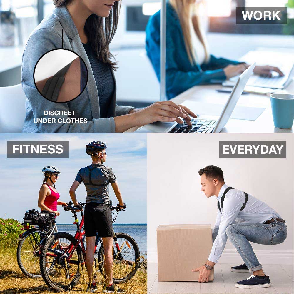 Mueller Adjustable Posture Corrector – Black OSFM Support for Spine Alignment & Everyday Comfort