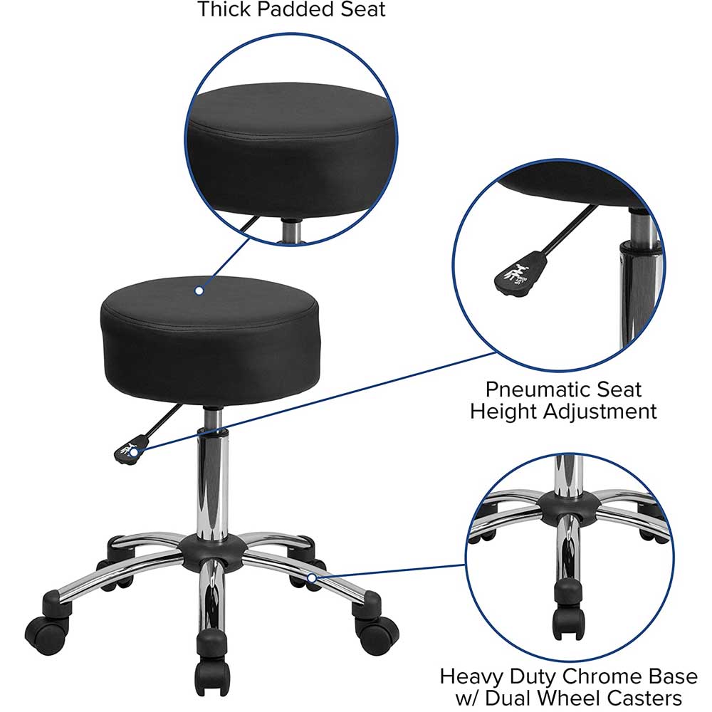 Flash Furniture Medical Ergonomic Stool with Chrome Base