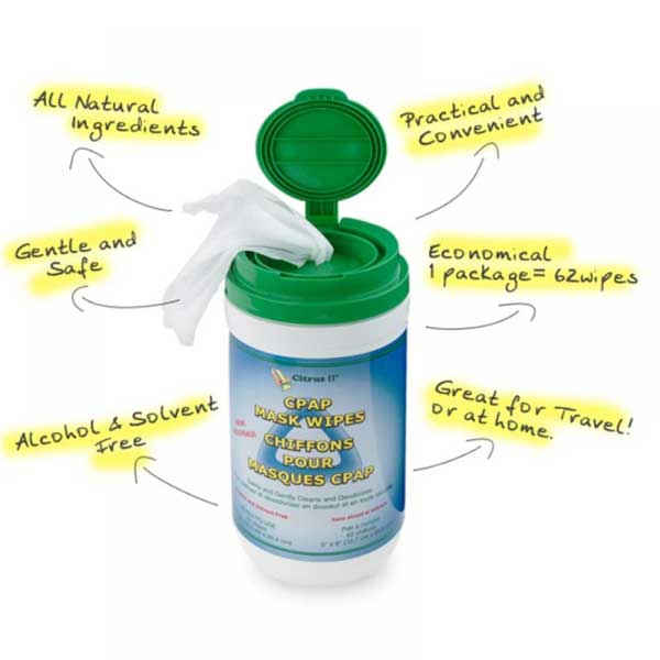 Citrus II Cpap Mask Wipes Qty: 62 Wipes