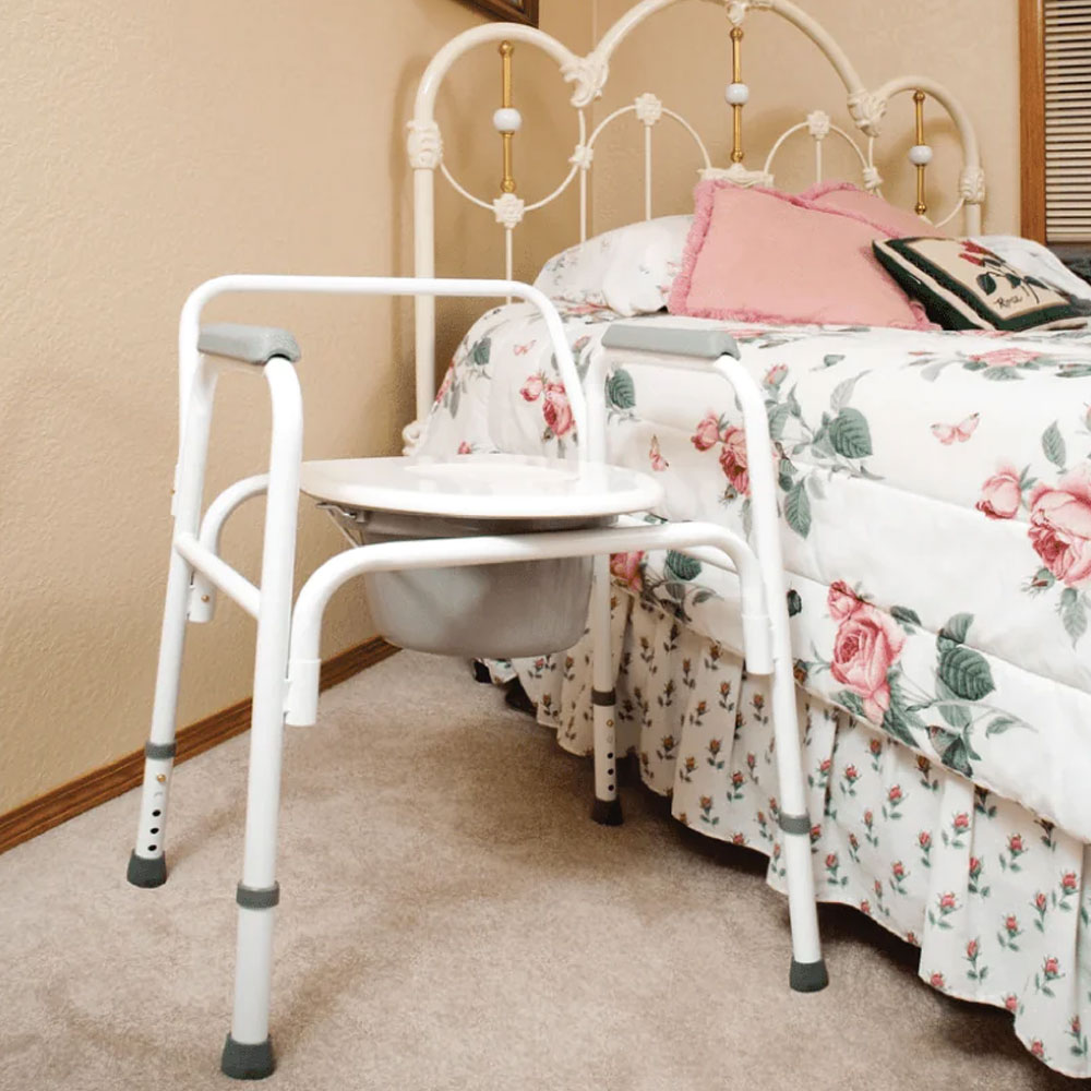  Carex Bedside Steel Commode Chair - Portable Bathroom Toilet