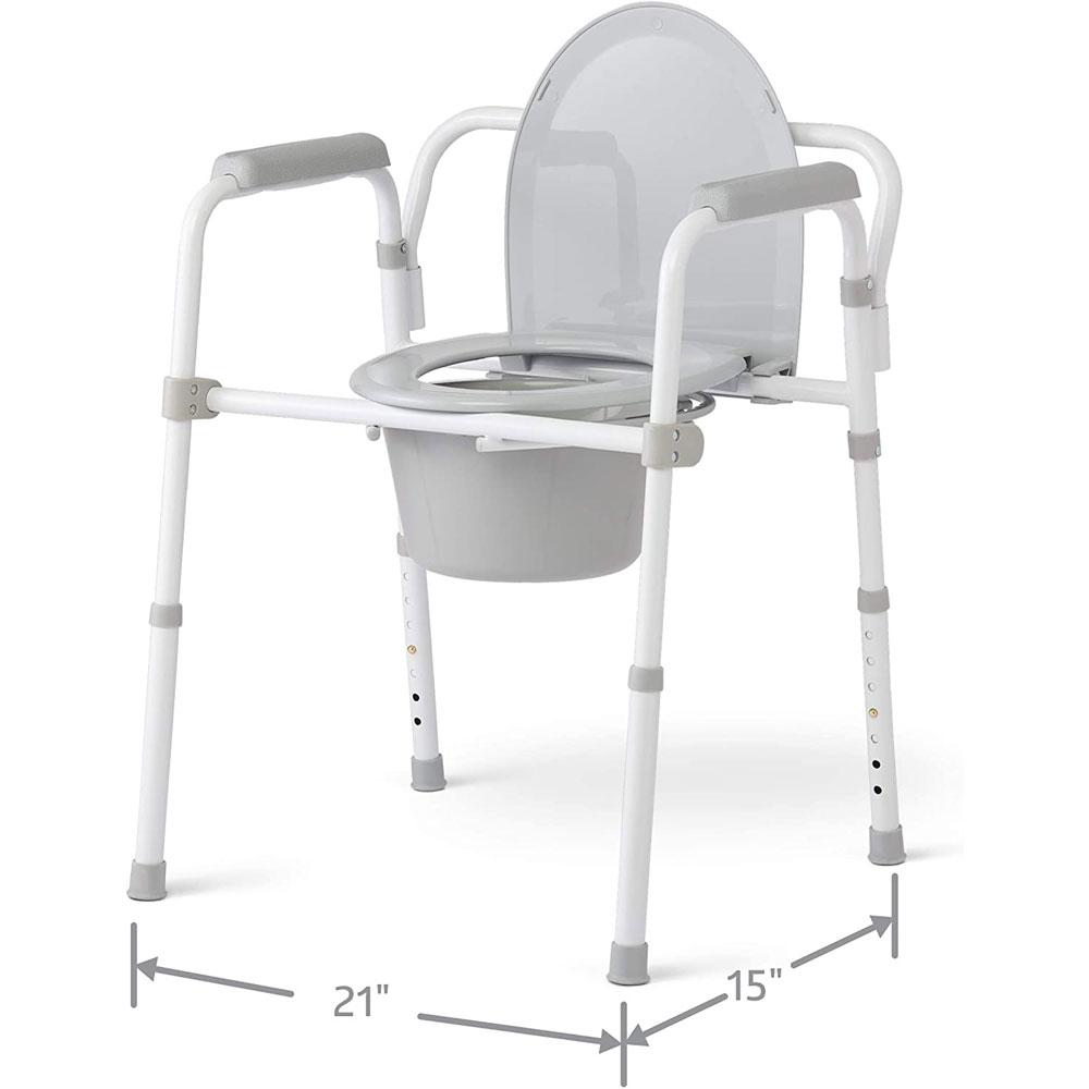 Medline 3-in-1 Steel Folding Bedside Commode