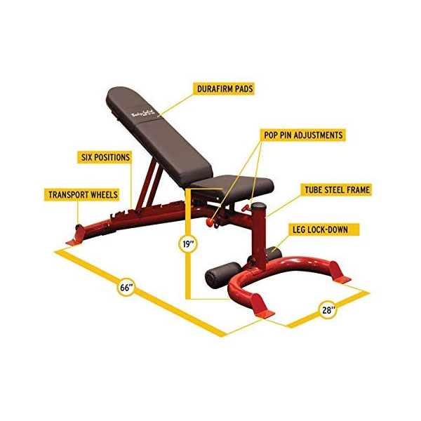 FLAT/INCLINE/DECLINE BENCH RED FRAME: Versatile & Durable for Full-Body Workouts