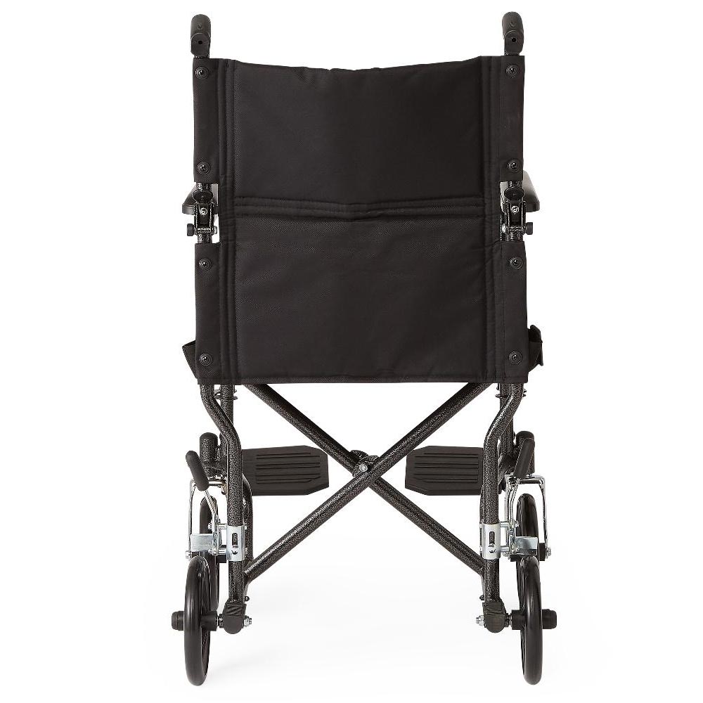 Medline Basic Steel Transport Wheelchair Hammertone 19 inch Wide - Black