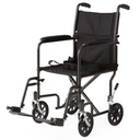 Medline Basic Steel Transport Wheelchair Hammertone 19 inch Wide - Black