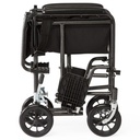 Medline Basic Steel Transport Wheelchair Hammertone 19 inch Wide - Black