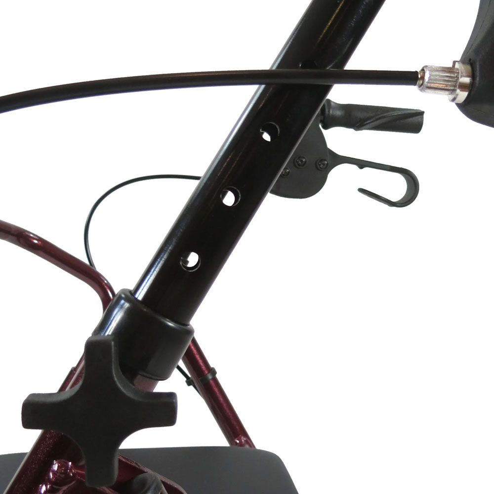 Medline Standard Bariatric Heavy Duty Basic Steel Rollator Burgundy