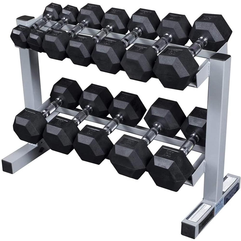 Body-Solid Powerline Dumbbell Rack – Space-Saving 2-Tier Weight Rack for Home or Studio Gyms