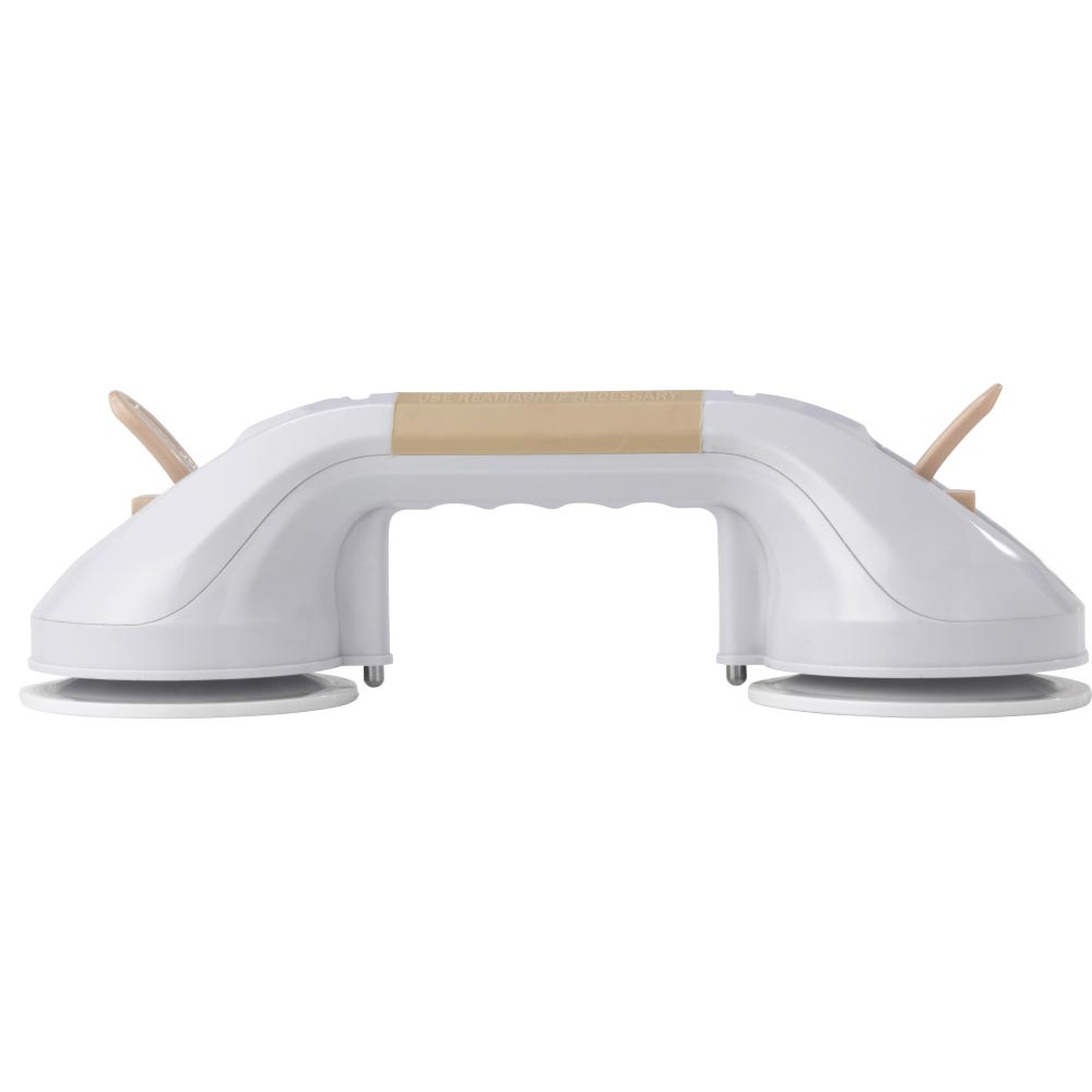 Drive Medical Suction Cup Grab Bar White and Beige – 12 Inch Non-Slip Grab Bar for Bathroom and Shower Safety