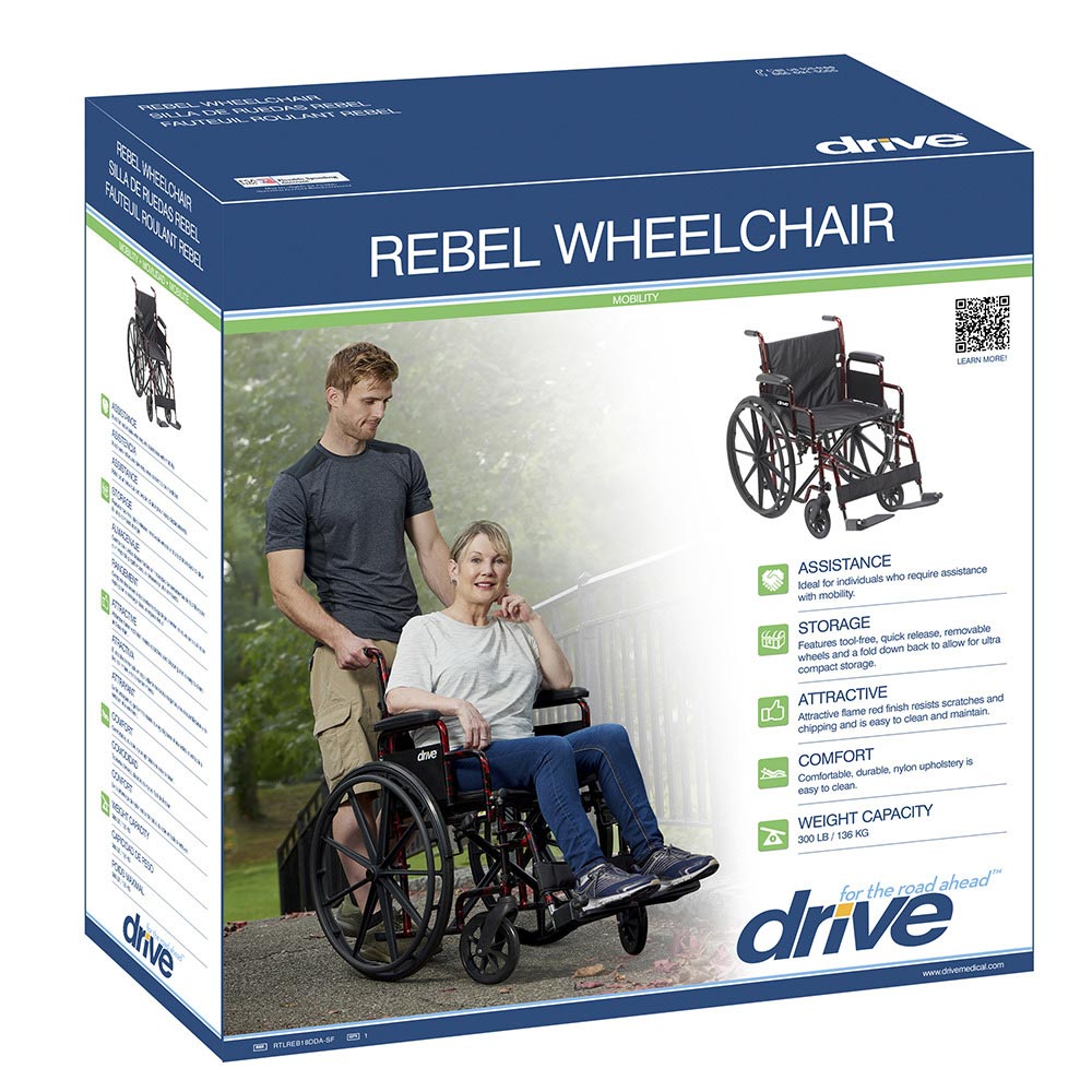 Drive Medical Rebel Lightweight Wheelchair – Comfort, Portability, and Durability in One