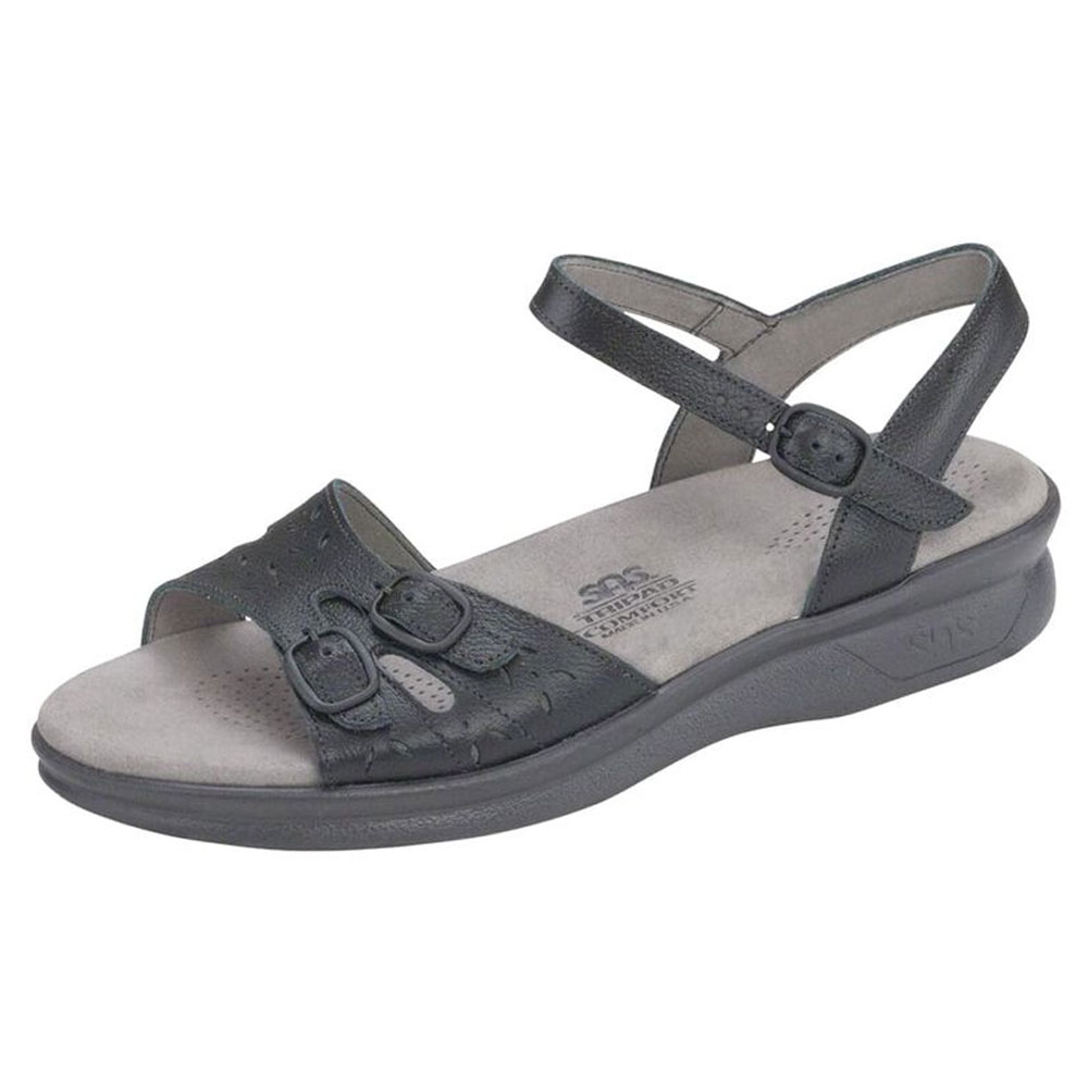 SAS Womens Duo Quarter Strap Sandal-Black