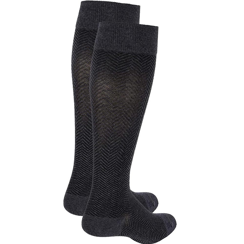 TOUCH Mens Herringbone Pattern 15-20 mmHg Knee High Compression Socks