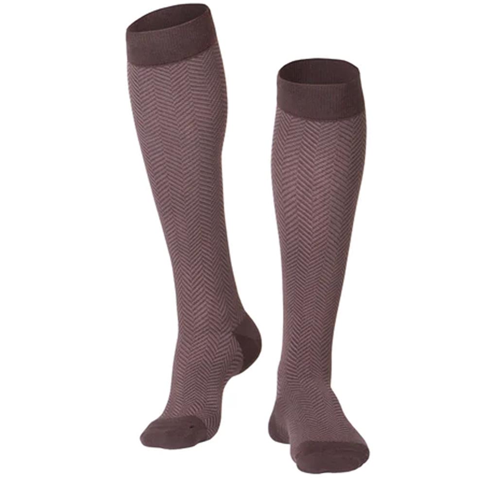 TOUCH Mens Herringbone Pattern 15-20 mmHg Knee High Compression Socks