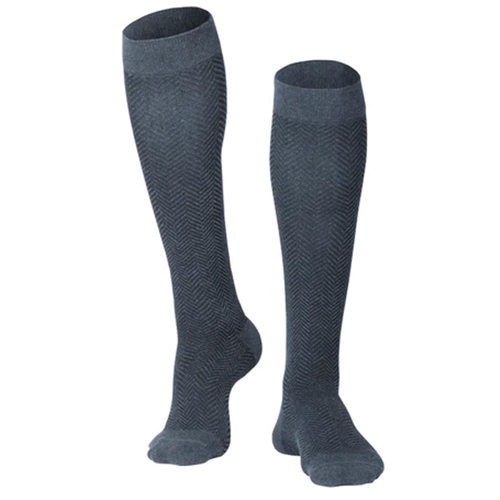 TOUCH Mens Herringbone Pattern 15-20 mmHg Knee High Compression Socks