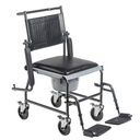  Drive Portable Upholstered Commode with Wheels and Drop-Arm