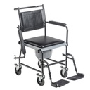  Drive Portable Upholstered Commode with Wheels and Drop-Arm