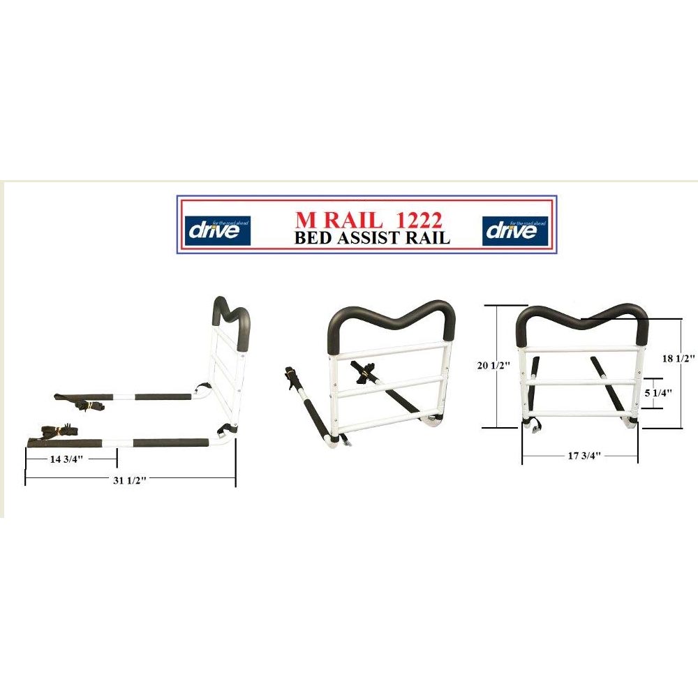 Drive Medical M-Rail Home Bed Assist Handle with Pouch – Reliable Bed Support for Enhanced Safety