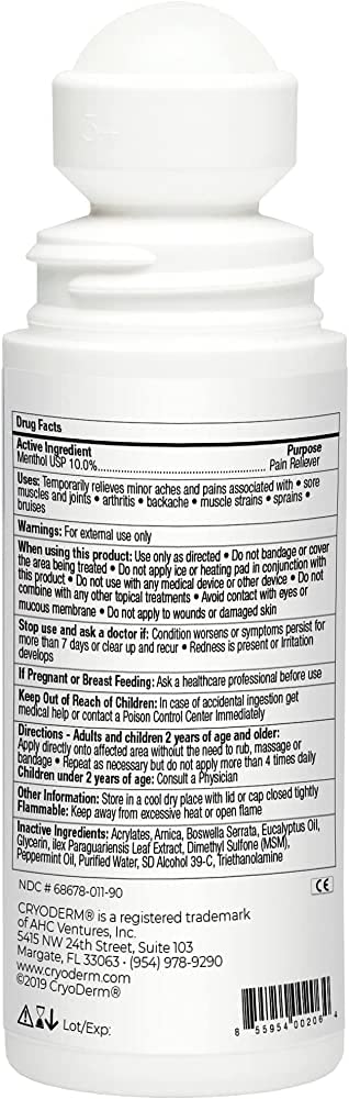Cryoderm 3 oz Roll-On