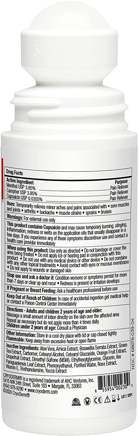 Cryoderm Heat 3 oz Roll-On