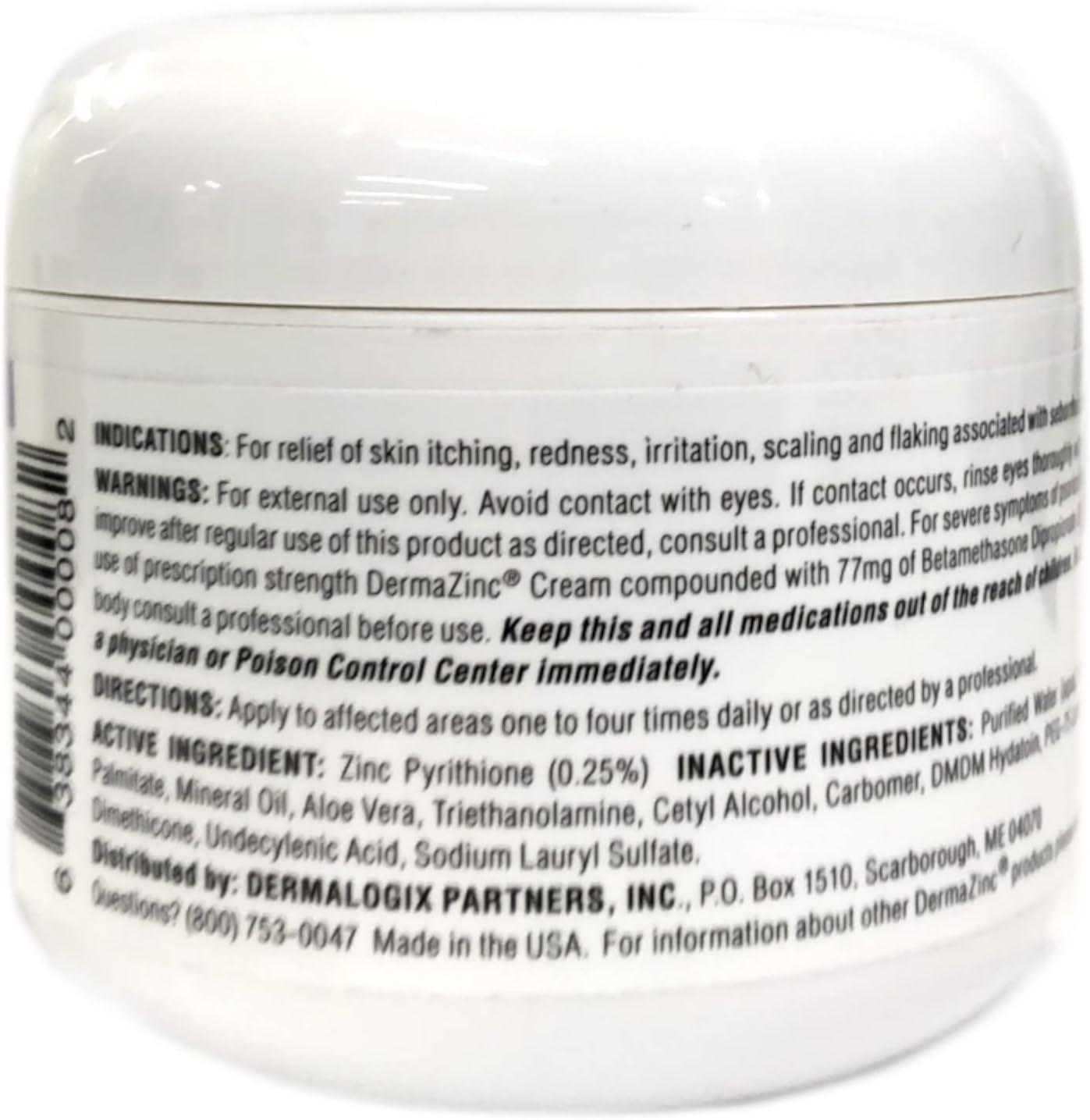 DermaZinc Cream - 4 oz Jar | Advanced Zinc Therapy for Skin Conditions