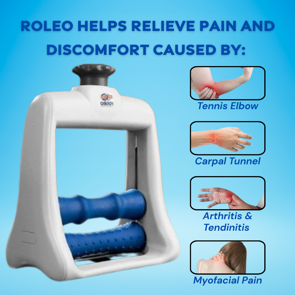 New Roleo Trigger Point Arm Massager for Tennis Elbow & Forearm Pain Relief
