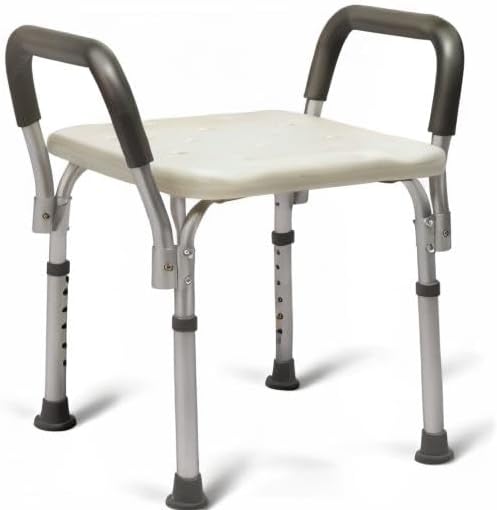 Medline Knockdown Shower Chair With Arms – Backless, Adjustable & Portable for Safer Bathing