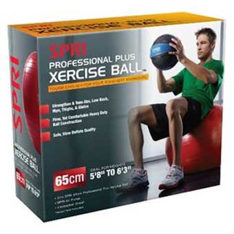 SPRI Professional Plus Xercise Ball – 65cm Red | Premium Stability Ball for Fitness, Rehab & Core Strength