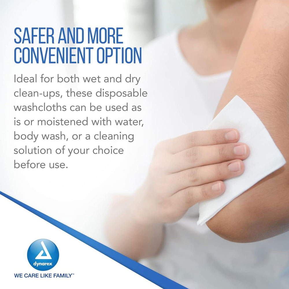 Dynarex Personal Cleansing Washcloths – 10" x 13" Pre-Moistened, Disposable Wipes for Gentle, All-Purpose Cleaning - (50 Wipes/Pack)