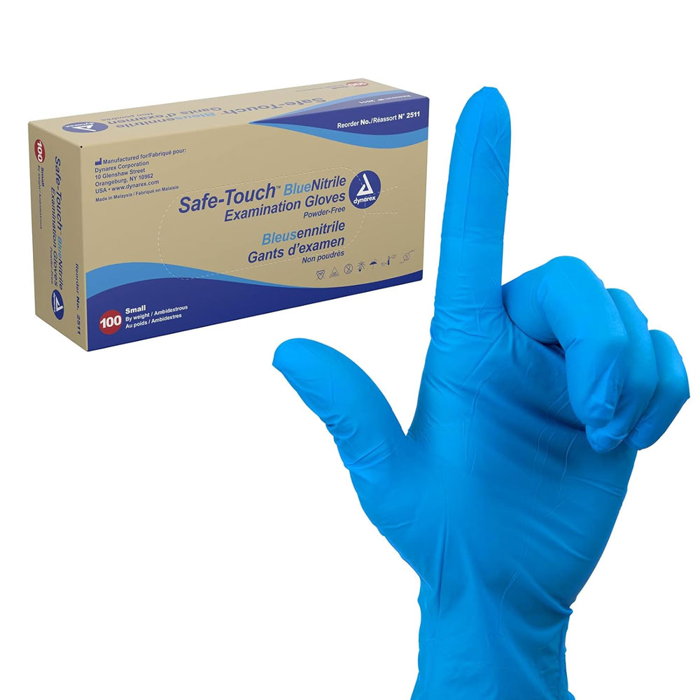 Dynarex Nitrile Exam Gloves – Powder-Free, Non-Latex Medical Grade Gloves - (100 per Box)
