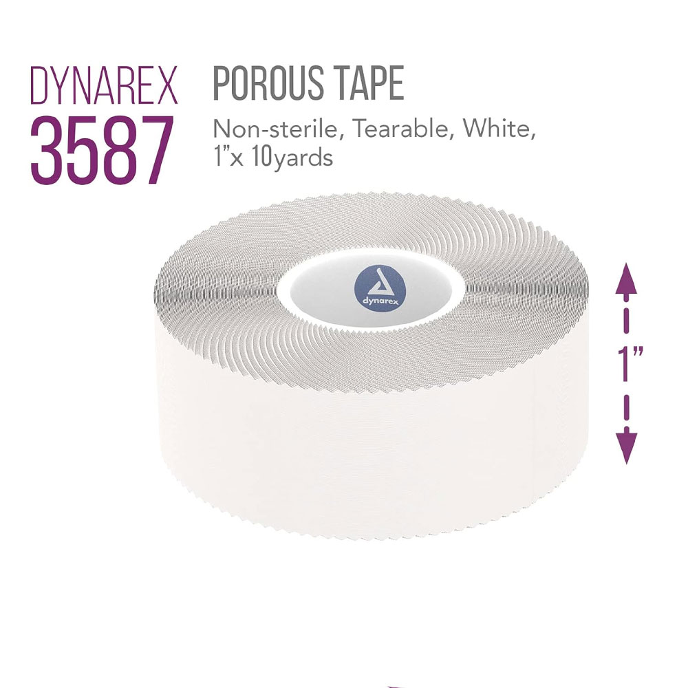 Dynarex Porous Tape 1" x 10 yds – Strong, Breathable Adhesive Tape for Medical & First Aid Use - ( Box of 12)