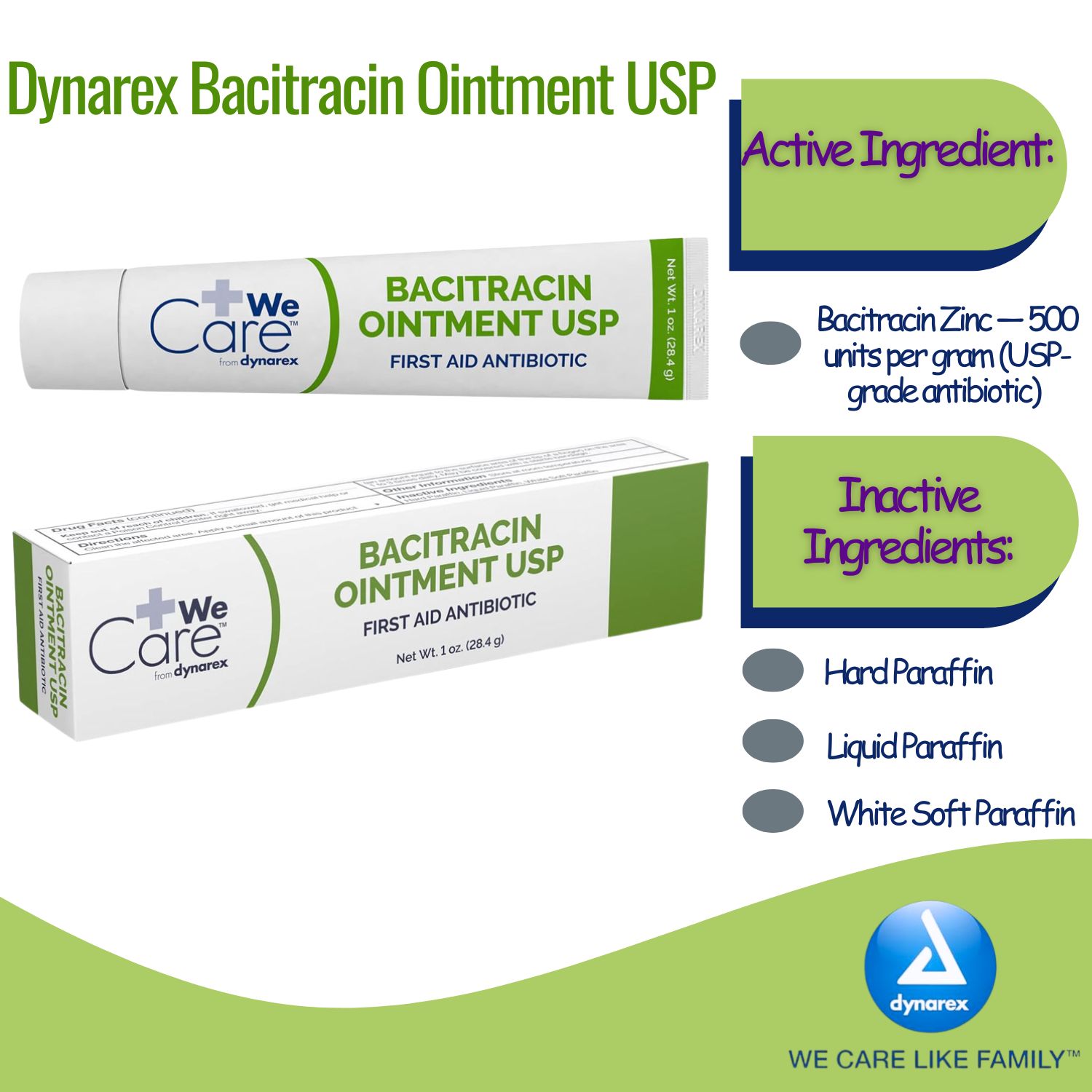 Dynarex Bacitracin Ointment 0.5 oz – Trusted Protection for Wound Care and Healing - (Case of 72)