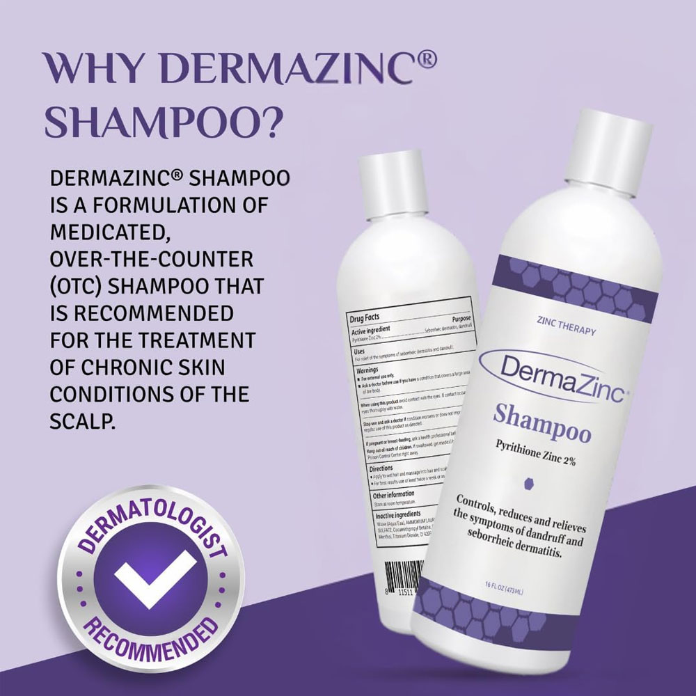 DermaZinc Shampoo – 16 oz Medicated Treatment for Dandruff, Psoriasis & Scalp Irritation