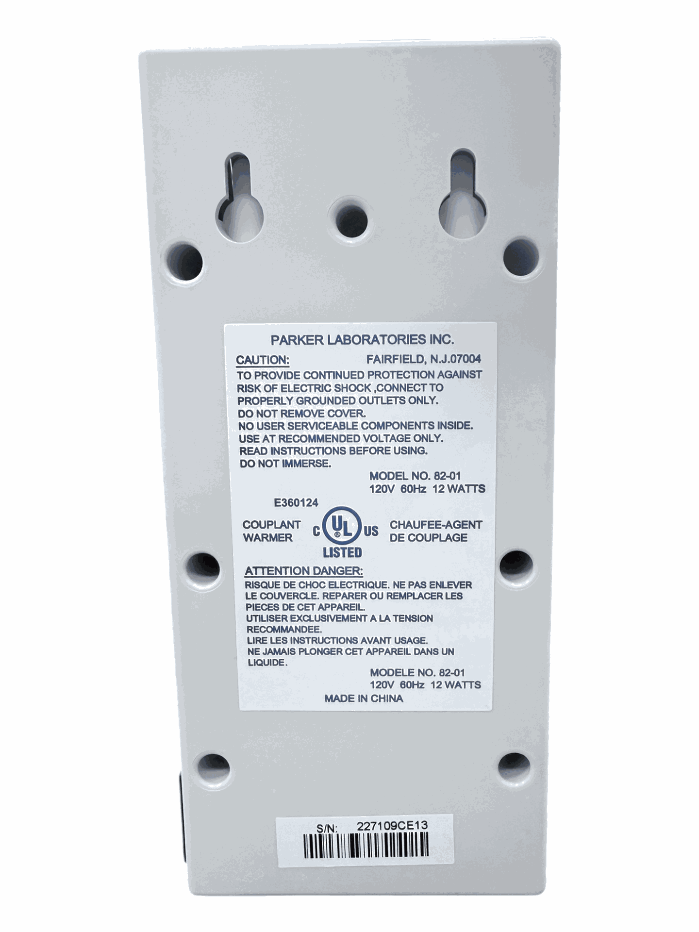 Parker Labs Thermasonic Ultrasound Gel Warmer 120v Single Bottle