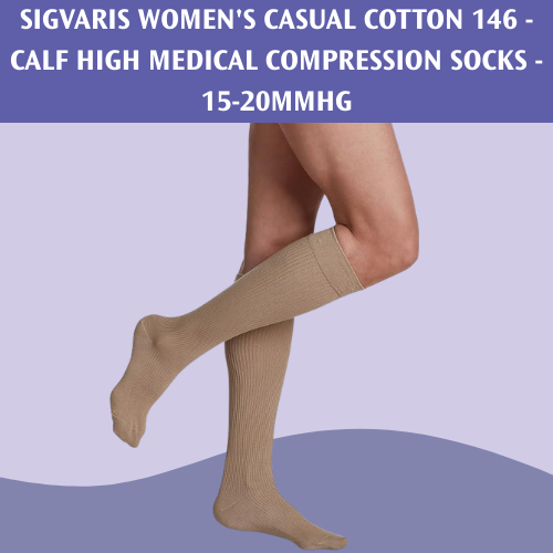 Sigvaris Womens Casual Cotton 146 Calf 15-20mmHg - Comfortable Everyday Support
