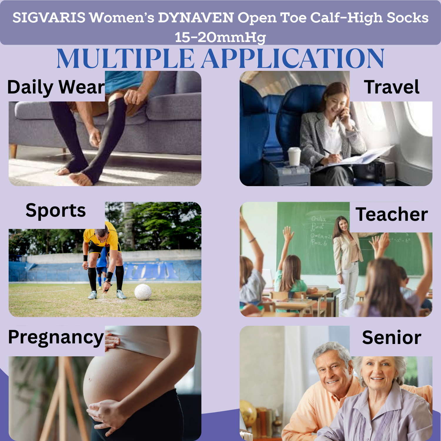 SIGVARIS 971 DYNAVEN Open Toe Calf-High Socks 15-20mmHg