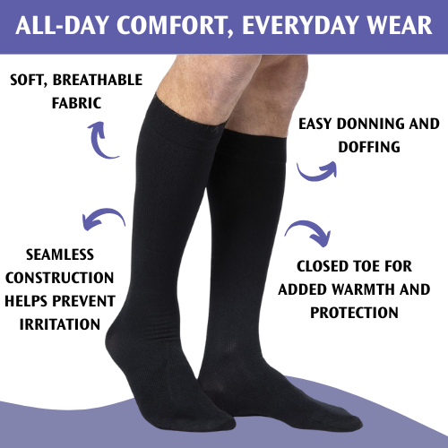 SIGVARIS Men’s DYNAVEN 30-40mmHg Closed Toe Calf-High Compression Socks