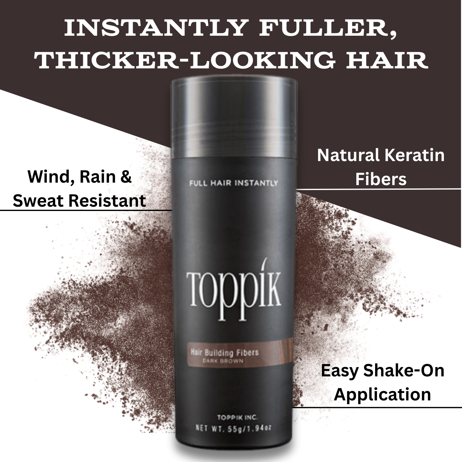 Toppik Hair Building Fibers - Instantly Fuller-Looking Hair with Toppik Fibers – 55g Giant Size