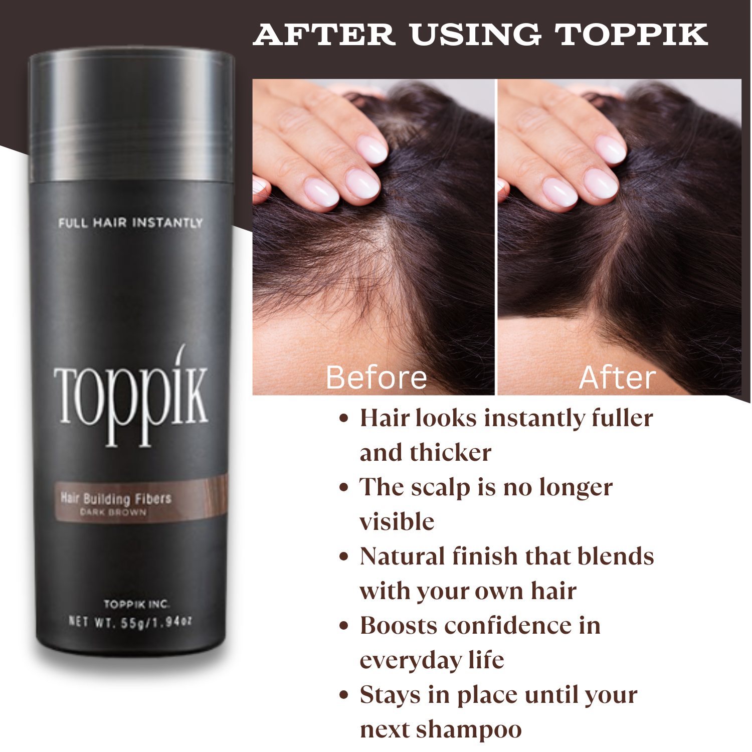 Toppik Hair Building Fibers - Instantly Fuller-Looking Hair with Toppik Fibers – 55g Giant Size