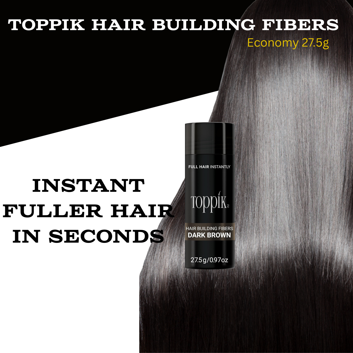 Toppik Hair Building Fibers Economy - Fuller Looking Hair in Seconds with Toppik 27.5g