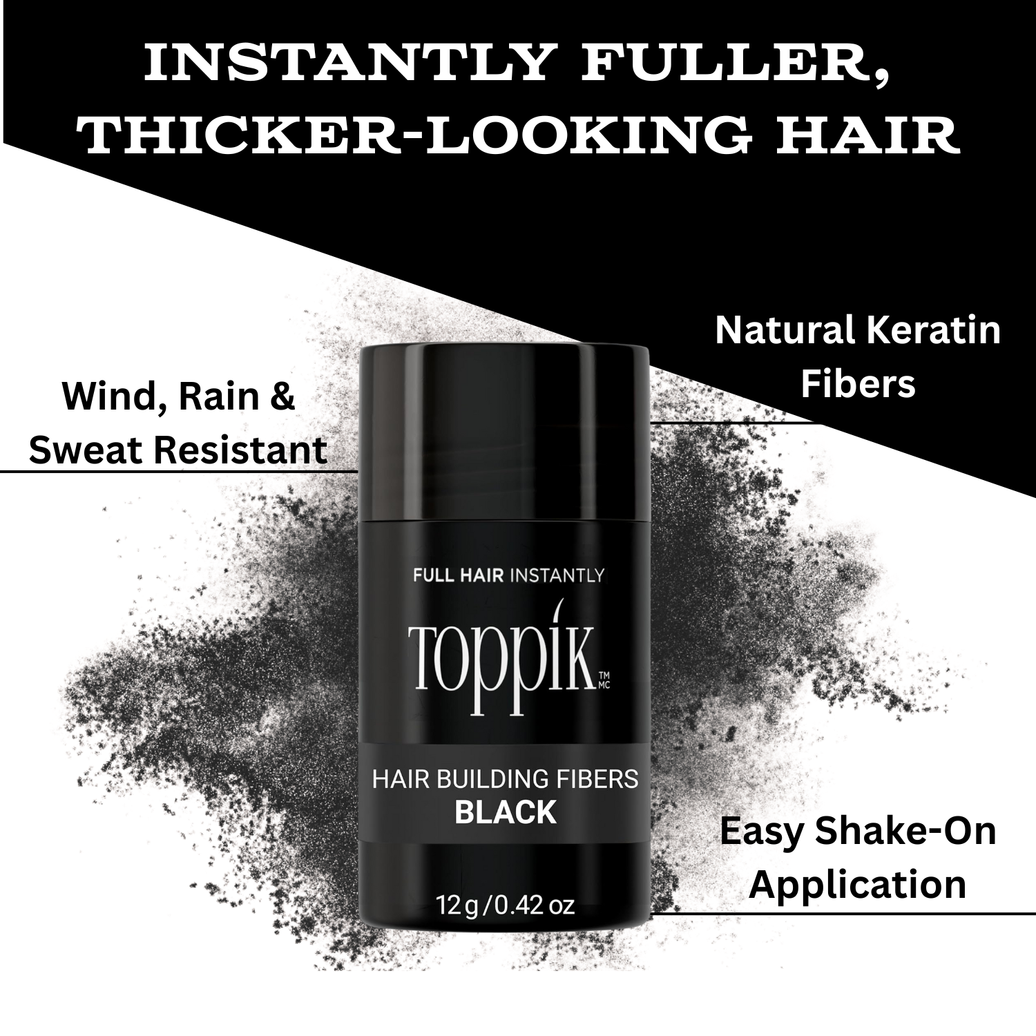 Toppik Hair Building Fibers - Regular 12g - Quick Cover for Thinning Hair