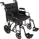  ProBasics 22 Inch Bariatric Steel Transport Chair-Silver Vein
