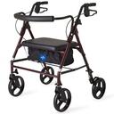 Medline Standard Bariatric Heavy Duty Basic Steel Rollator Burgundy